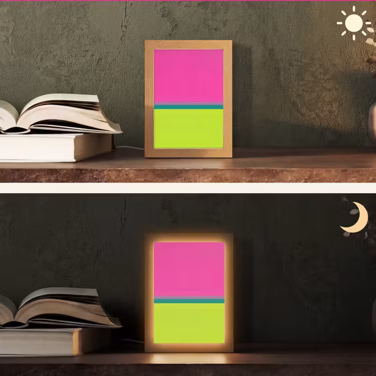 Strepen - Modern - Kleurrijk Light Box met kabel (Tafellamp) klein -sfeer3