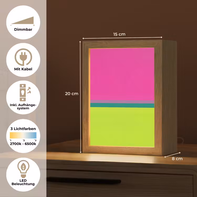 Strepen - Modern - Kleurrijk Light Box met kabel (Tafellamp) klein -USP_DE