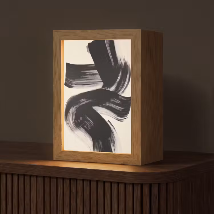 Strepen - Zwart - Abstract Light Box met kabel (Tafellamp) klein -z3d_website