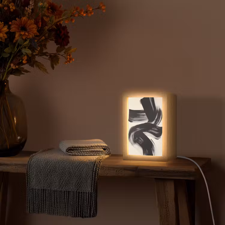 Strepen - Zwart - Abstract Light Box met kabel (Tafellamp) klein -sfeer4