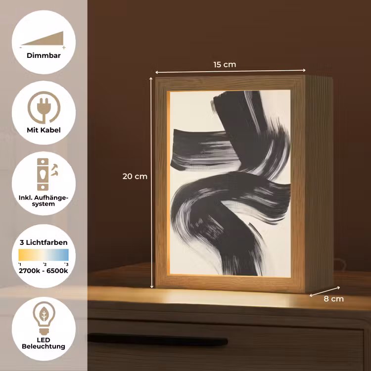 Strepen - Zwart - Abstract Light Box met kabel (Tafellamp) klein -USP_DE