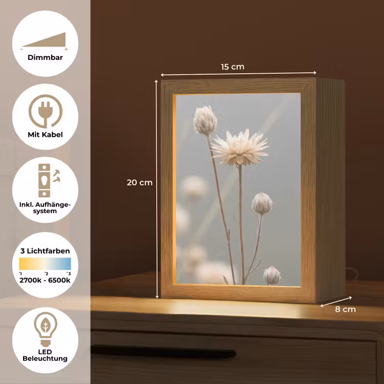 Strobloemen - Wit - Daglicht Light Box met kabel (Tafellamp) klein -USP_DE