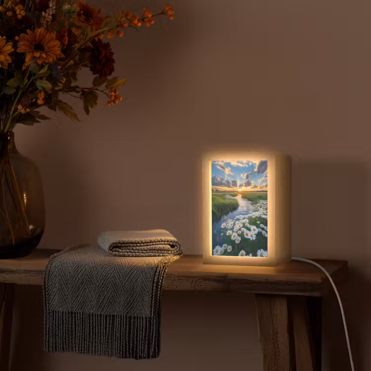 Beekje - Landschap - Margriet Light Box met kabel (Tafellamp) klein -sfeer4