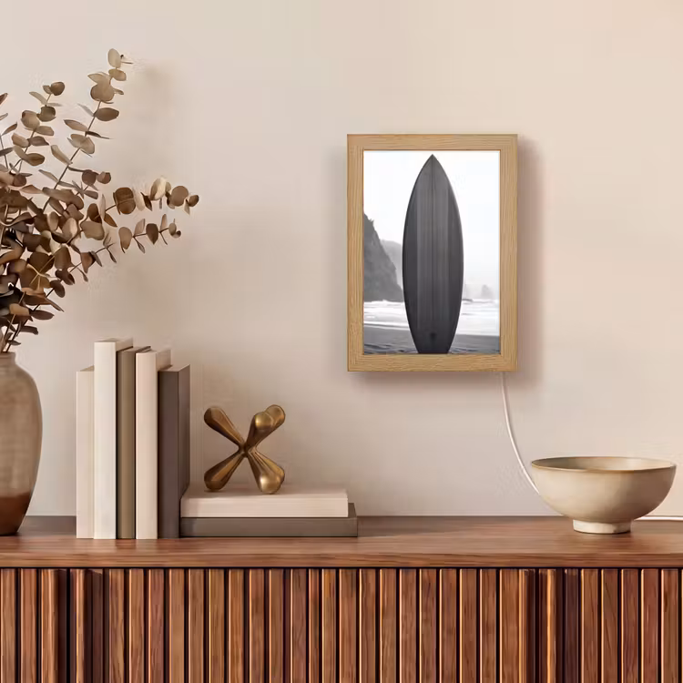 Surfplank - Zand - Zee Light Box met kabel (Tafellamp) klein -sfeer2