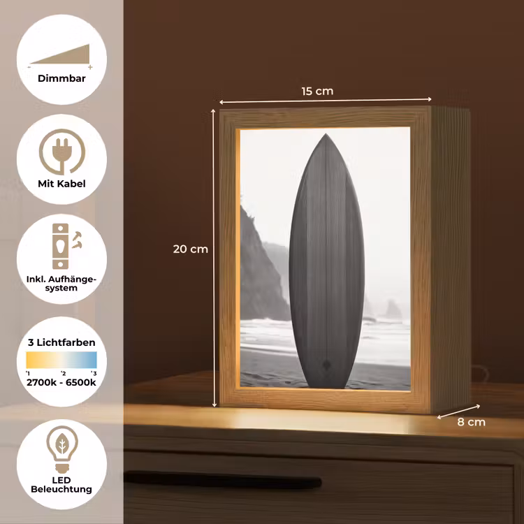 Surfplank - Zand - Zee Light Box met kabel (Tafellamp) klein -USP_DE