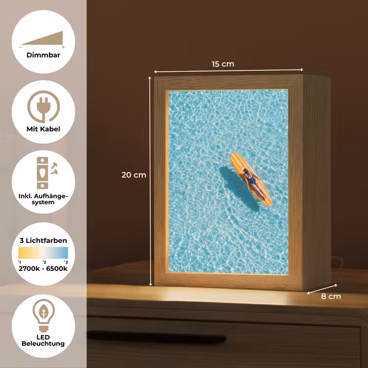 Surfboard - Water - Badpak - Oranje Light Box met kabel (Tafellamp) klein -USP_DE