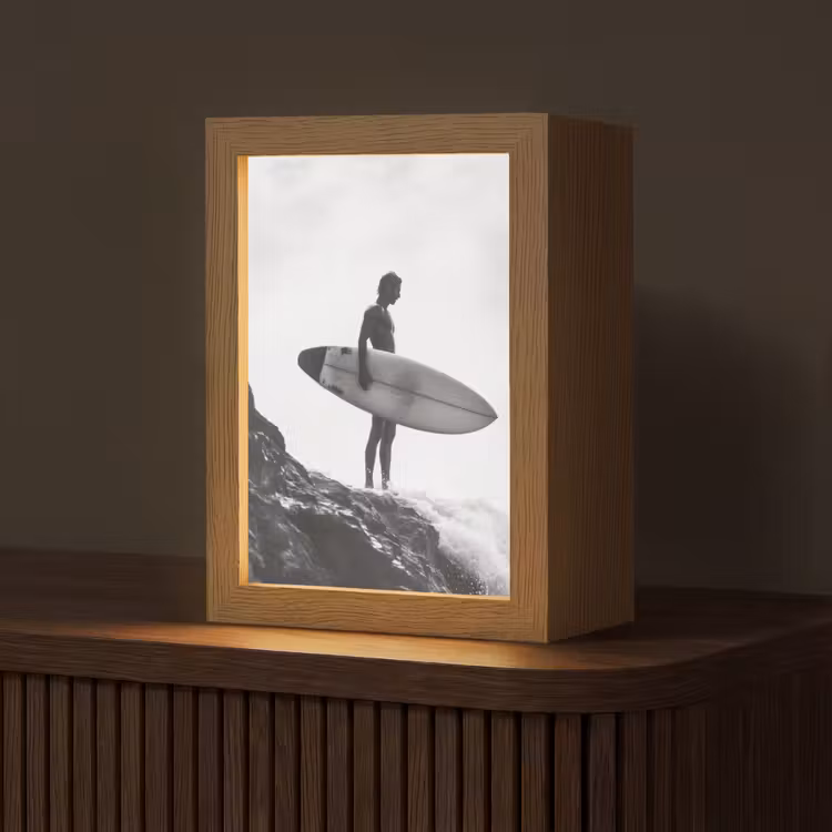 Surfer - Rots - Oceaan - Golven Light Box met kabel (Tafellamp) klein -z3d_website