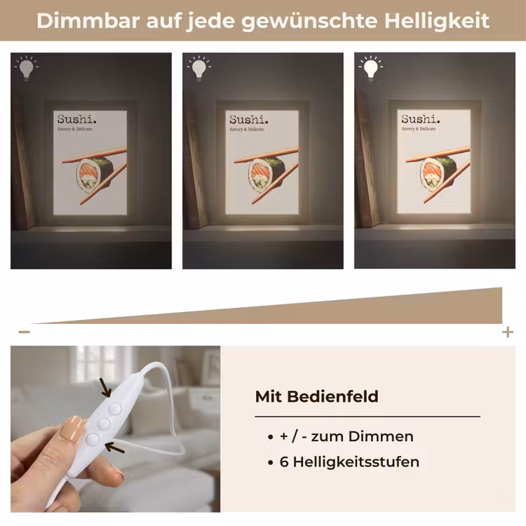 Sushi - Zalm - Rijst - Japans Light Box met kabel (Tafellamp) klein -USP_dimbaarDE