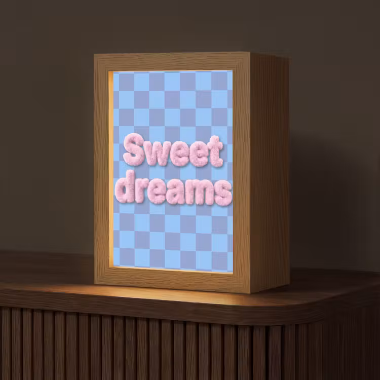 Sweet dreams - Vierkanten - Roze - Blauw Light Box met kabel (Tafellamp) klein -z3d_website