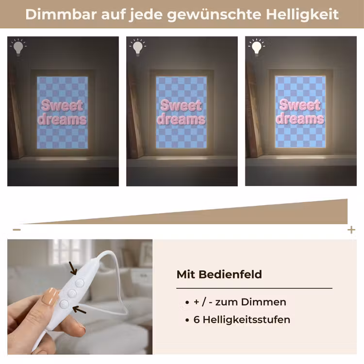 Sweet dreams - Vierkanten - Roze - Blauw Light Box met kabel (Tafellamp) klein -USP_dimbaarDE