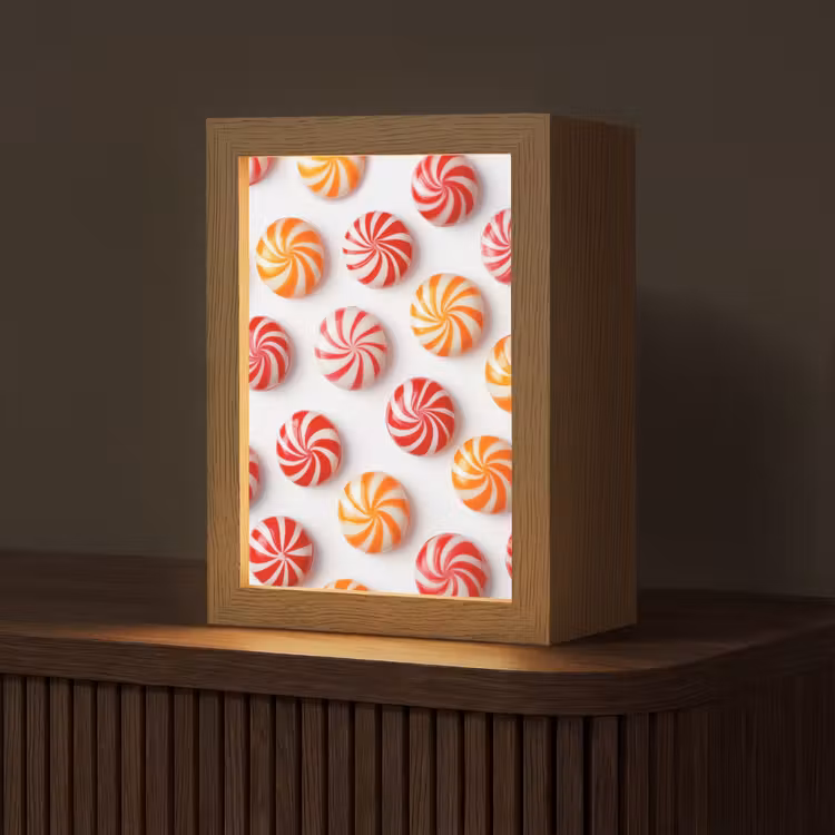 Snoep - Patroon - Rood - Oranje Light Box met kabel (Tafellamp) klein -z3d_website