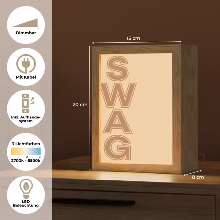 Swag - Bruin - Beige Light Box met kabel (Tafellamp) klein -USP_DE