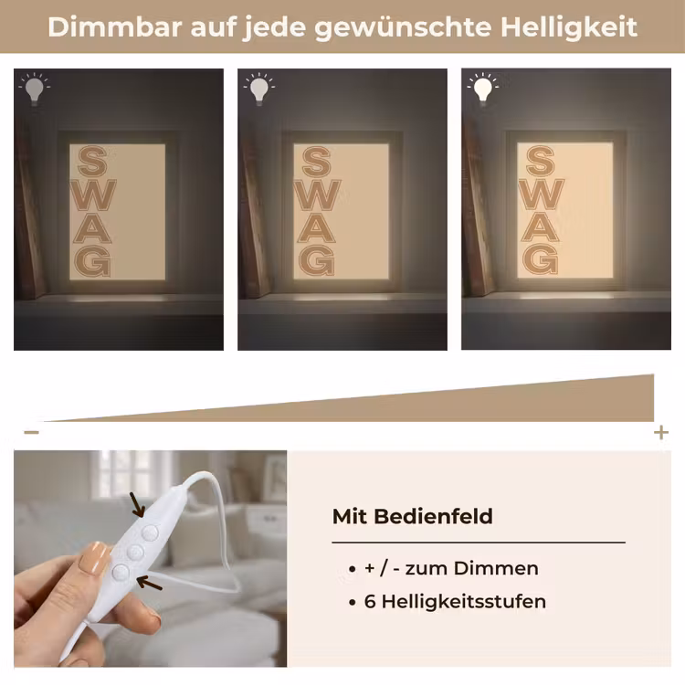 Swag - Bruin - Beige Light Box met kabel (Tafellamp) klein -USP_dimbaarDE
