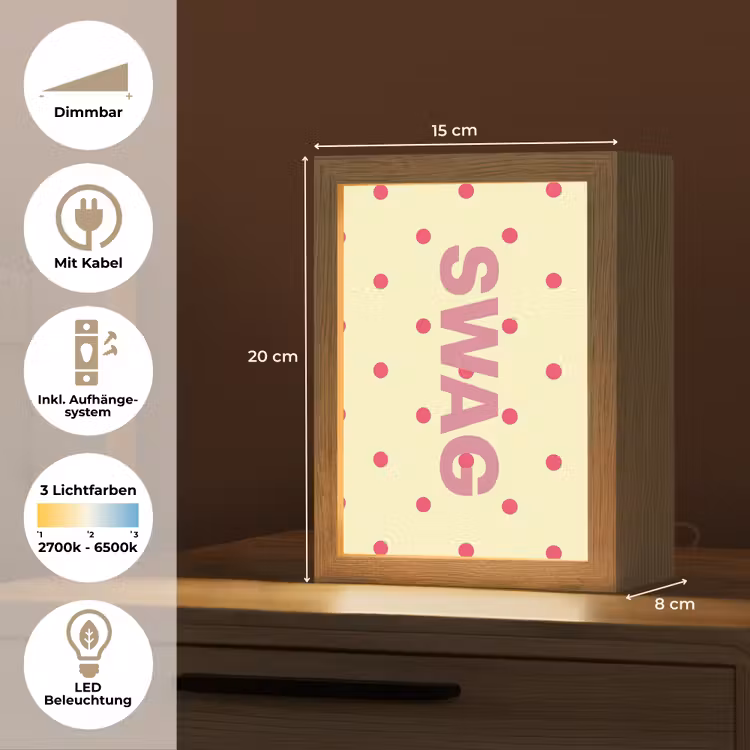 Swag - Roze - Stippen - Geel Light Box met kabel (Tafellamp) klein -USP_DE