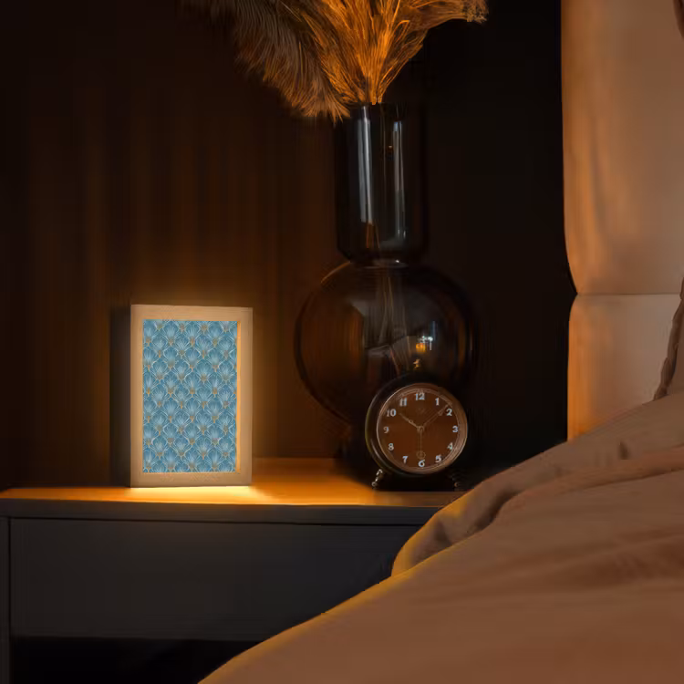 Symmetrisch - Patroon - Blauw Light Box met kabel (Tafellamp) klein 925 -sfeer1