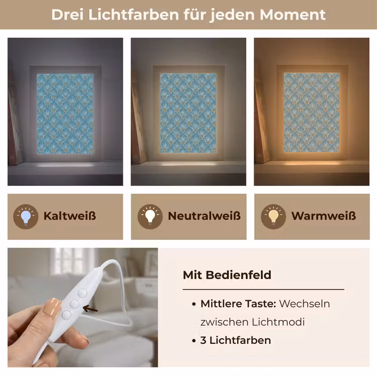 Symmetrisch - Patroon - Blauw Light Box met kabel (Tafellamp) klein 925 -USP_lichtkleurDE