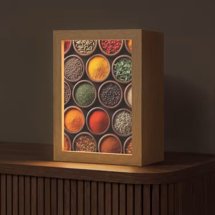 Bakjes - Hout - Kruiden - Kleurrijk Light Box met kabel (Tafellamp) klein -z3d_website