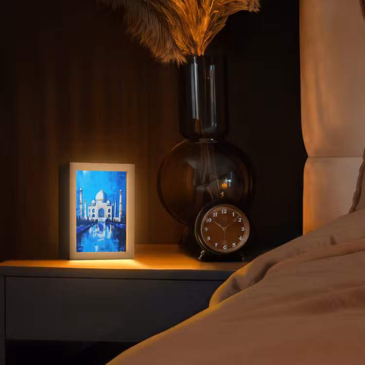 Taj Mahal - Ramadan - Blauw - Islamitische Light Box met kabel (Tafellamp) klein -sfeer1