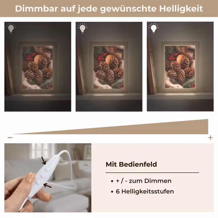 Dennenappels - Boom - Winter - Natuur - Bruin Light Box met kabel (Tafellamp) klein -USP_dimbaarDE
