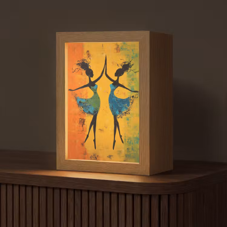 Dansen - Vrouwen - Verfstructuur Light Box met kabel (Tafellamp) klein -z3d_website