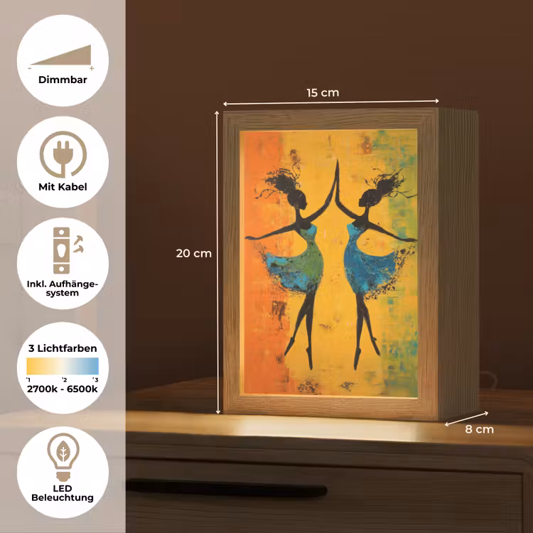 Dansen - Vrouwen - Verfstructuur Light Box met kabel (Tafellamp) klein -USP_DE