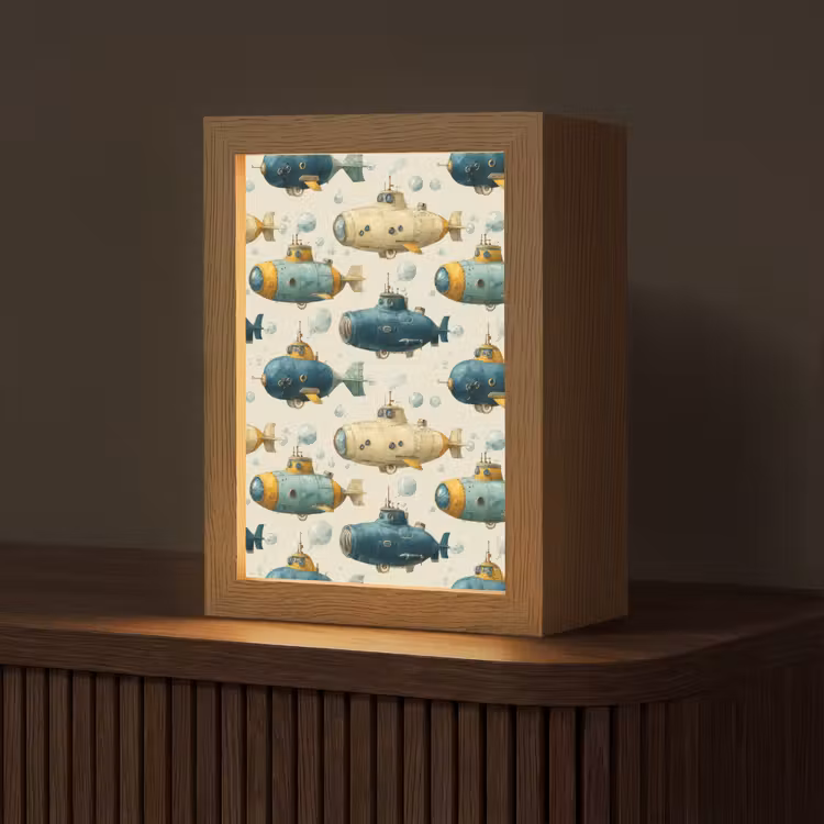 Duikboot - Fantasie - Kleurrijk Light Box met kabel (Tafellamp) klein 925 -z3d_website