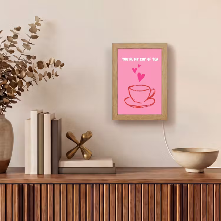 Thee - Roze - Valentijn - Tekst Light Box met kabel (Tafellamp) klein -sfeer2