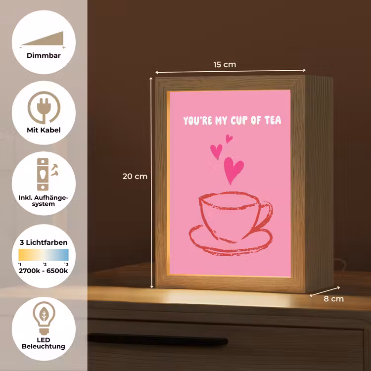 Thee - Roze - Valentijn - Tekst Light Box met kabel (Tafellamp) klein -USP_DE