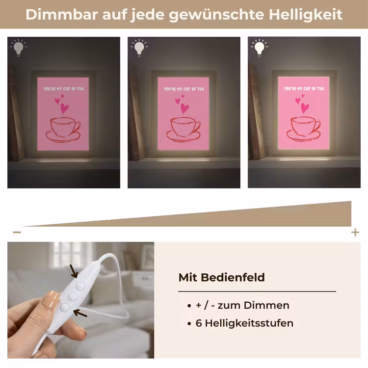 Thee - Roze - Valentijn - Tekst Light Box met kabel (Tafellamp) klein -USP_dimbaarDE