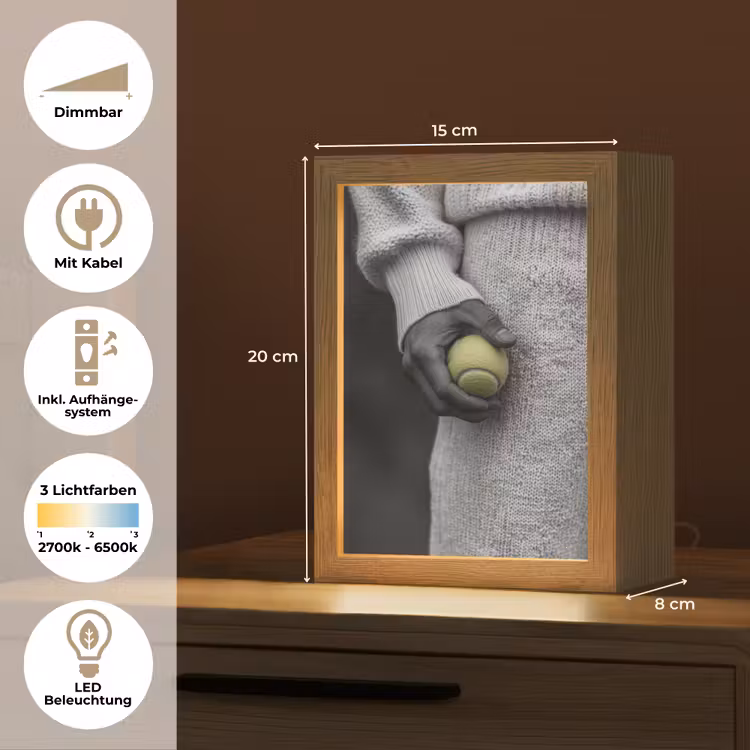 Tennisbal - Zwart - Wit Light Box met kabel (Tafellamp) klein -USP_DE