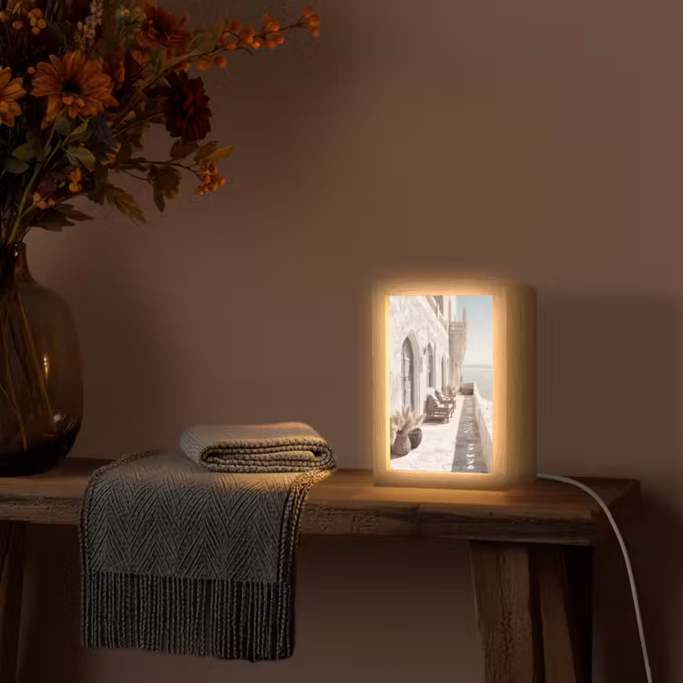Terras - Stoelen - Strand - Beige Light Box met kabel (Tafellamp) klein -sfeer4