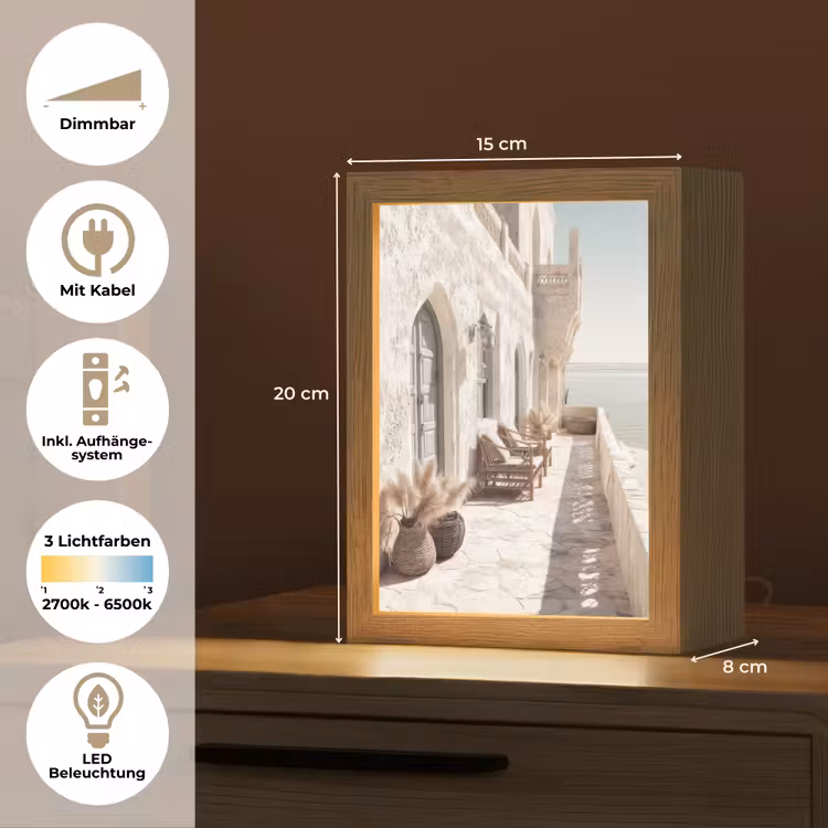 Terras - Stoelen - Strand - Beige Light Box met kabel (Tafellamp) klein -USP_DE