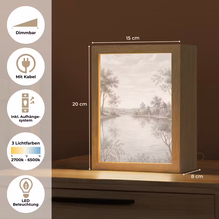 Terras - Water - Natuur - Landschap Light Box met kabel (Tafellamp) klein -USP_DE