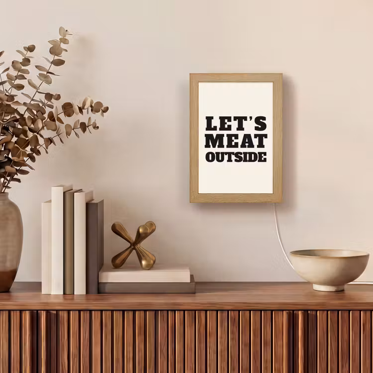 Tekst - Blokletters - Zwart - Vlees Light Box met kabel (Tafellamp) klein -sfeer2