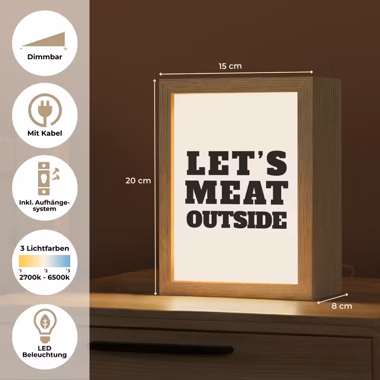 Tekst - Blokletters - Zwart - Vlees Light Box met kabel (Tafellamp) klein -USP_DE