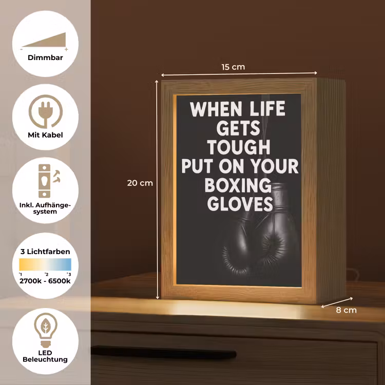 Tekst - Bokshandschoenen - Wit Light Box met kabel (Tafellamp) klein -USP_DE