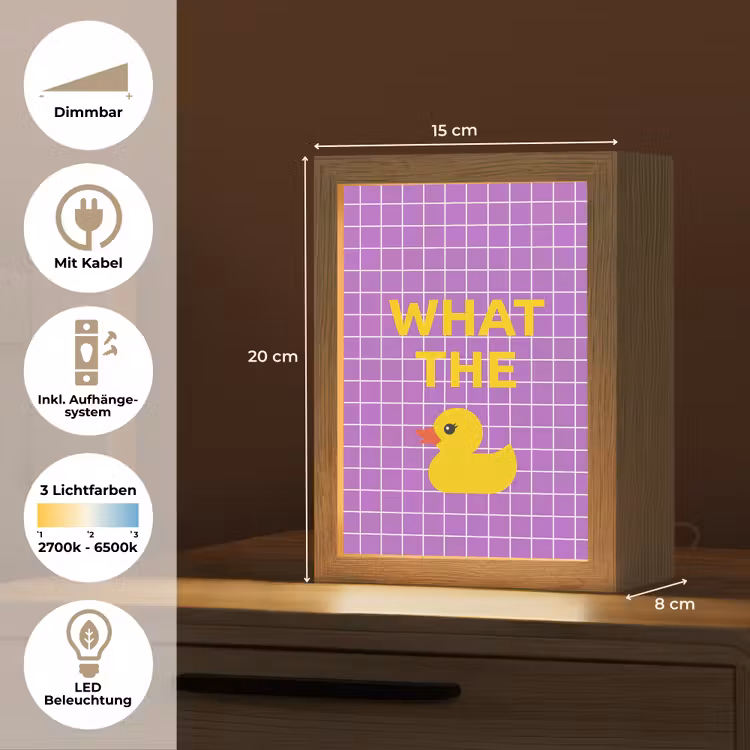 Tekst - Eend - Paars Light Box met kabel (Tafellamp) klein -USP_DE