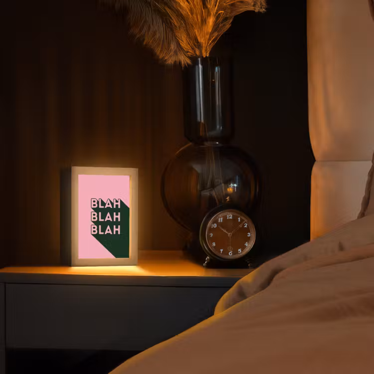 Tekst - Grafisch - Groen - Schaduw Light Box met kabel (Tafellamp) klein -sfeer1