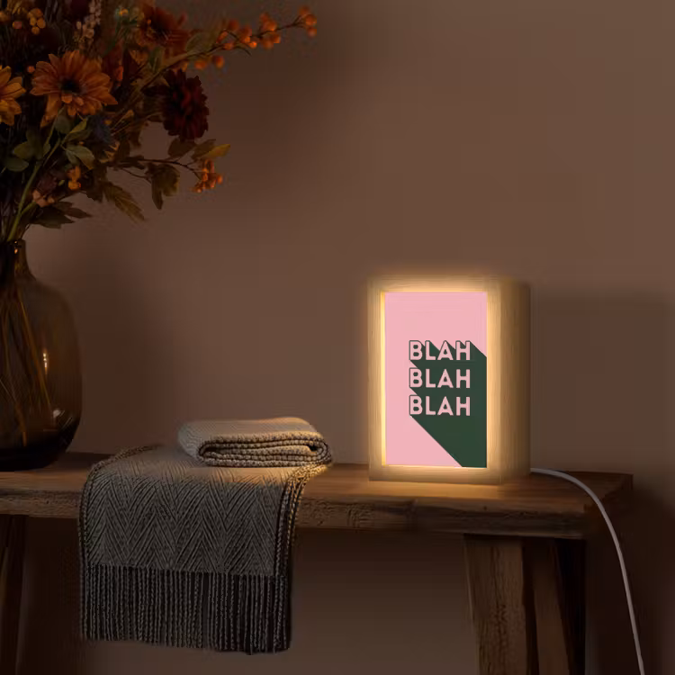 Tekst - Grafisch - Groen - Schaduw Light Box met kabel (Tafellamp) klein -sfeer4