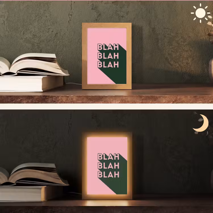 Tekst - Grafisch - Groen - Schaduw Light Box met kabel (Tafellamp) klein -sfeer3