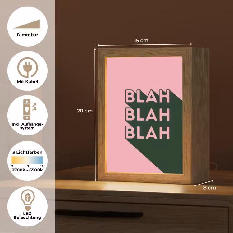 Tekst - Grafisch - Groen - Schaduw Light Box met kabel (Tafellamp) klein -USP_DE