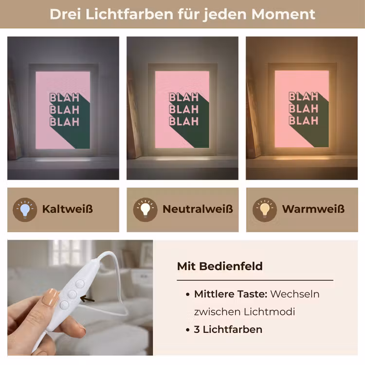 Tekst - Grafisch - Groen - Schaduw Light Box met kabel (Tafellamp) klein -USP_lichtkleurDE