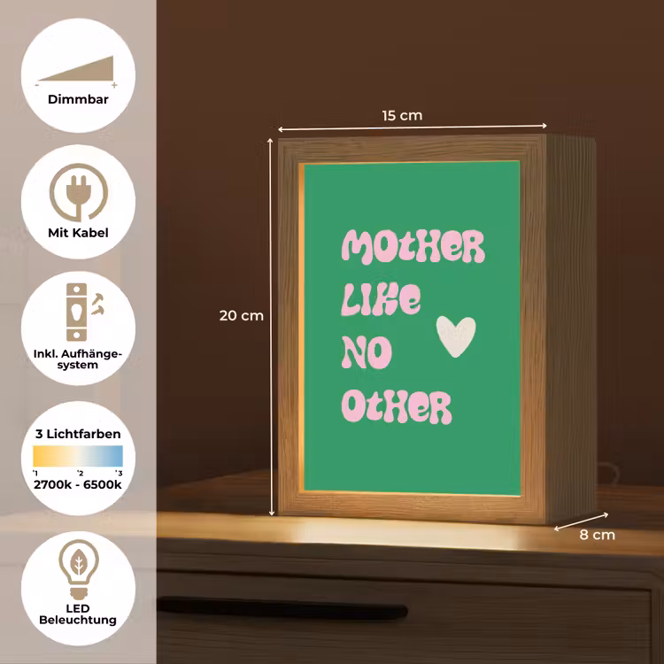 Tekst - Hartje - Moeder - Groen Light Box met kabel (Tafellamp) klein -USP_DE