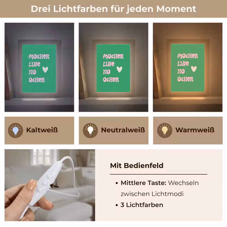 Tekst - Hartje - Moeder - Groen Light Box met kabel (Tafellamp) klein -USP_lichtkleurDE