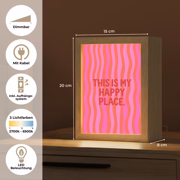 Tekst - Modern - Kleurrijk Light Box met kabel (Tafellamp) klein -USP_DE