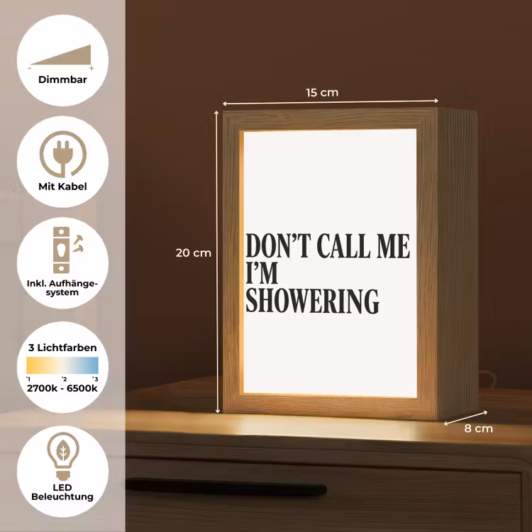 Tekst - Modern - Zwart - Wit Light Box met kabel (Tafellamp) klein -USP_DE