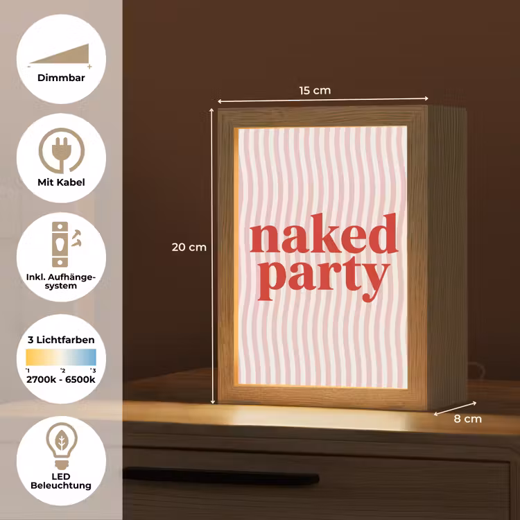 Tekst - Modern - Strepen Light Box met kabel (Tafellamp) klein -USP_DE