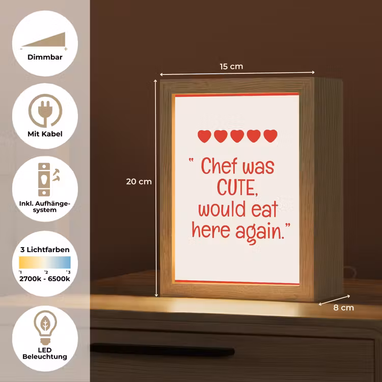 Tekst - Rood - Hartjes Light Box met kabel (Tafellamp) klein -USP_DE