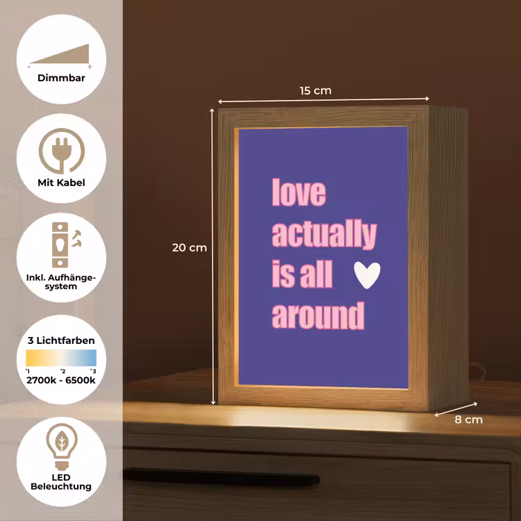 Tekst - Valentijn - Love - Blauw Light Box met kabel (Tafellamp) klein -USP_DE
