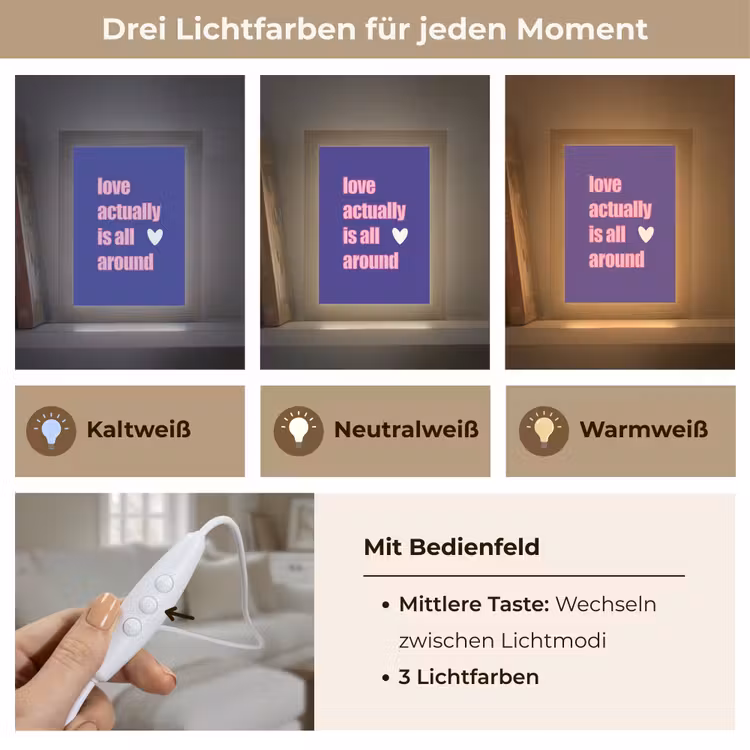 Tekst - Valentijn - Love - Blauw Light Box met kabel (Tafellamp) klein -USP_lichtkleurDE
